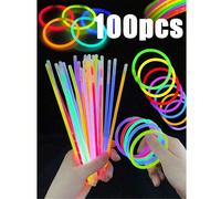 200/100 pezzi Bastoncini luminosi colorati da 8 pollici, bastoncini luminosi per feste, in grado di brillare al buio per 8-12 ore. Braccialetti, collane, luci al neon, bastoncini luminosi per matrimon
