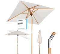 ® 200 × 150 Cm Ombrellone in Legno Ombrello Parasole Da Esterno Da Giardino Crem