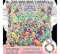 200/400/800/1000 pezzi Elastici per capelli colorati Y2K per bambini, Fasce elastiche morbide, Accessori per capelli per bambini, Regalo per ragazze, Elastici per capelli per ragazze Colore unicoPolie