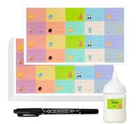 200 adesivi con nome per bambini, con penne oleose, resistenti al lavaggio, per scuola, bottiglie, libri, tazze e pranzo