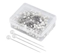 200 aghi da cucito da 38 mm, testa a sfera di vetro, spilli dritti per sartoria, decorazione fai da te, artigianato e progetti di cucito (bianco)