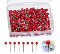 200 aghi per bacheca, bacheca del mondo, piccola carta rossa, puntine da disegno, con scatola trasparente, puntine per segnare, fai da te, in sughero, 4 x 15 mm