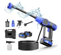 200 bar, idropulitrice ad alta pressione senza fili, 2 x 30000 mAh batterie, ugello 6 in 1, tubo 5 m, pistola portatile per auto, terrazza, finestra, prato, pet