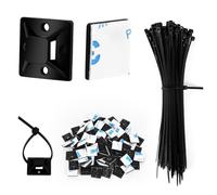 200 basi adesive per fascette stringicavi, colore nero, supporto autoadesivo, set con morsetto multiuso (lunghezza 150 mm, larghezza supporto 25 mm)