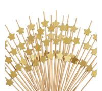 200 bastoncini da cocktail, a forma di stella dorata, per bevande, stuzzicadenti da 11,9 cm, accessori per feste per alimenti, bastoncini da cocktail per decorazioni per feste