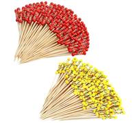 200 Bastoncini Di Bambù Da 12 Cm Con Doppie Perle, Stuzzicadenti Per Cocktail, Bastoncini Per Cibo, Stuzzichini Per Cibo Per Feste, Stuzzicadenti Per Cocktail Rossi, Stuzzichini Per Finger Food