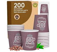 200 Bicchierini in Carta da caffè 65ml CuzcoBrownCUP Bicchieri Ecologici Biodegradabili Monouso Piccoli Asporto Bevande Calde
