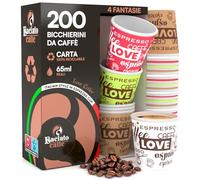 200 Bicchierini in Carta per caffè 65ml LoveCUP Mix Bicchieri Ecologici Biodegradabili Monouso Piccoli Asporto Bevande Calde
