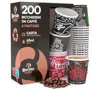 200 Bicchierini in Carta per Caffè 65ml Usa e Getta 4 Fantasie Colorate - Bicchieri Monouso Biodegradabili Ecologici Piccoli - Calore Fino a 95°C per Ristoranti Ufficio Asporto Bar - Fantasia Mix B