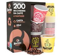 200 Bicchierini in Carta per Caffè 65ml Usa e Getta 4 Fantasie Colorate - Bicchieri Monouso Biodegradabili Ecologici Piccoli - Calore Fino a 95°C per Ristoranti Ufficio Asporto Bar - Fantasia Mix C