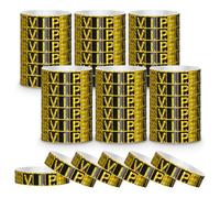 200 braccialetti da polso per eventi VIP dorati per eventi, 2,9 x 25,4 cm, impermeabili, braccialetti VIP, braccialetti di carta per club, divertimenti, feste, concerti (oro)