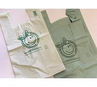200 Buste Grandi e Resistenti con Manici 40x70 cm (profondità 24 cm) Shopper Biodegradabili Compostabili anche per raccolta umido (38 grammi CADAUNA) (VERDI)