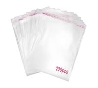 200 Bustine di Cellophane Trasparenti Autoadesivi. Sacchetti di Plastica OPP con Cucitura Sigillata e Foro di Ventilazione per Regali, Gioielli, Carte.