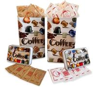 200 Bustine di Zucchero Bianco & 100 Di Canna (Gr 5) + 2 Contenitori Latta