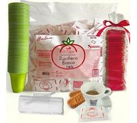 200 Bustine di Zucchero Gr 5 + 50 Palettine caffè + 25 Lotus + 50 Bicchierini