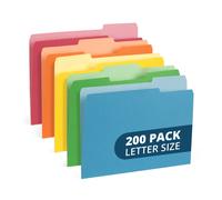 200 cartelle portadocumenti colorate Blue Summit Supplies con linguette, cartelle portadocumenti multicolori, formato lettera, linguette tagliate