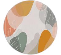 200 cm Tappeto Rotondo Colorato Lavatrice Antiscivolo Tappeto per il Pavimento Minimalismo Geometria Foglie Low Pile Tappeti per Camera da letto Soggiorno Accento Cucina Indoor