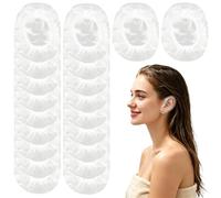 200 copriorecchie usa e getta per doccia, impermeabili, in plastica trasparente, elastica, per adulti, donne, uomini, per doccia, bagno, tinture per capelli, saloni di bellezza e spa