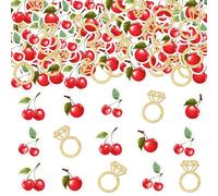 200 coriandoli per addio al nubilato con ciliegie e scritta in inglese "She's the Cherry on Top", decorazioni rosse e glitterate con diamanti, per ragazze, addio al nubilato, feste di compleanno, baby