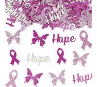 200 coriandoli per la consapevolezza del cancro al seno, nastri rosa, rosso, argento, rosa, parole della speranza, coriandoli di carta glitterata, per donne e ragazze, per il cancro al seno, eventi di