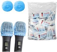200 cover per microfono usa e getta, in tessuto non tessuto, tipo U, tipo O, per registrazione, interviste, interviste, copertura per microfono (blu)