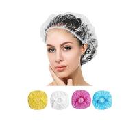 200 cuffie da doccia usa e getta, in plastica trasparente, grandi e spesse, impermeabili, per donne e uomini, unisex, riutilizzabili (giallo)