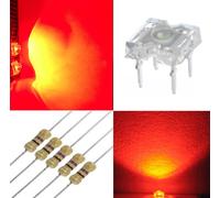 200 diodi led PIRANHA SUPERFLUX 3 mm ROSSO + 200 resistenze 1/4W 560 OHM