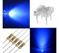 200 diodi led PIRANHA SUPERFLUX 5 mm blu + 200 resistenze 1/4W 470 OHM