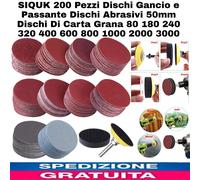 200 Dischi Abrasivi 50Mm Di Carta Grana80 180 240 320 400 600 800 1000 2000 3000