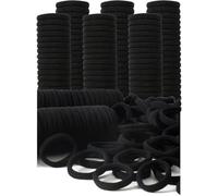 200 elastici per capelli neri per donne e ragazze, uomini e bambini, senza cuciture, spessi, senza danni, elastici per capelli per coda di cavallo, allenamenti e uso quotidiano, morbidi elastici per