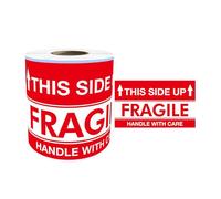 200 etichette adesive con scritta "This Side Up Fragile", 7,6 x 12,7 cm, etichette di avvertimento adesive trattate con cura per spedire vetri in movimento