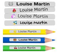 200 etichette adesive personalizzate per matite, penne e pennarelli. Adesivi scolastici con nome per contrassegnare gli oggetti. Adesivi impermeabili per scuola. Misura 4,6 x 0,6 cm