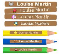 200 etichette adesive personalizzate per matite, penne e pennarelli. Adesivi scolastici con nome per contrassegnare gli oggetti. Adesivi impermeabili per scuola. Misura 4,6 x 0,6 cm