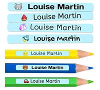 200 etichette adesive personalizzate per matite, penne e pennarelli. Adesivi scolastici con nome per contrassegnare gli oggetti. Adesivi impermeabili per scuola. Misura 4,6 x 0,6 cm