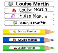 200 etichette adesive personalizzate per matite, penne e pennarelli. Adesivi scolastici con nome per contrassegnare gli oggetti. Adesivi impermeabili per scuola. Misura 4,6 x 0,6 cm