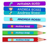 200 Etichette adesive personalizzate per matite, penne e pennarelli. Adesivi scolastici con nome per contrassegnare gli oggetti. Adesivi impermeabili per scuola. Misura 4,6 x 0,6 cm