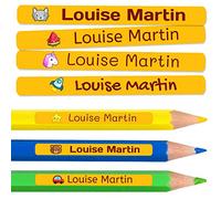 200 etichette adesive personalizzate per matite, penne e pennarelli. Adesivi scolastici con nome per contrassegnare gli oggetti. Adesivi impermeabili per scuola. Misura 4,6 x 0,6 cm