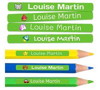 200 etichette adesive personalizzate per matite, penne e pennarelli. Adesivi scolastici con nome per contrassegnare gli oggetti. Adesivi impermeabili per scuola. Misura 4,6 x 0,6 cm
