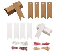 200 etichette in carta kraft e 4 rotoli di stringa di iuta per matrimoni, feste, Natale, compleanni, decorazioni regalo fai da te