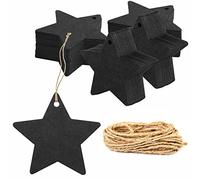200 etichette regalo artigianali nere, etichette per confezioni regalo a forma di stella, con 30 metri di spago di iuta naturale, per confezioni artistiche (6 cm di diametro).