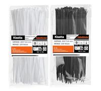200 fascette stringicavo nero e bianco, richiudibili, resistenti ai raggi UV, 200 mm × 3,6 mm, nylon per industria, giardinaggio, industria dei cavi
