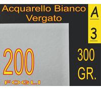 200 FF ACQUARELLO BIANCO X STAMPANTE A3 300GR EFFETTO RILIEVO