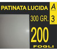 200 FOGLI Carta 300 GR fotografica PATINATA lucida x stampante laser A3