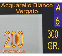 200 FF CARTA ACQUARELLO BIANCO X STAMPANTI LASER INKJET A6 300GR RUSTICK