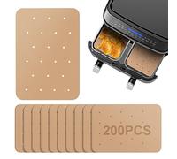 200 fodere di carta per friggitrice ad aria, fodere di carta pergamena per friggitrice ad aria Ninja Foodi Dual Air, carta pergamena perforata antiaderente per Ninja DZ201 DZ401 per friggitrice ad