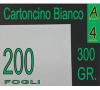 200 FOGLI 300 gr RISMA CARTONCINO BIANCA COPERTINE X LASER INKJET A4