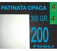 200 FOGLI A4 CARTA PATINATA OPACA STAMPANTI LASER X CARTOLINE 300GR 21X29.7CM