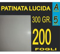 200 FOGLI Carta 300gr fotografica PATINATA lucida x stampante laser A5 14.8X21CM