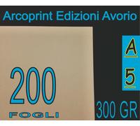 200 FOGLI CARTA 300 GR CARTONCINO AVORIO x STAMPANTE LASER E INKJET A5 CREMA