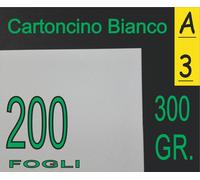 200 FOGLI CARTA 300 GR CARTONCINO BIANCA CARPETTE LASER INKJET A3 29,7X42